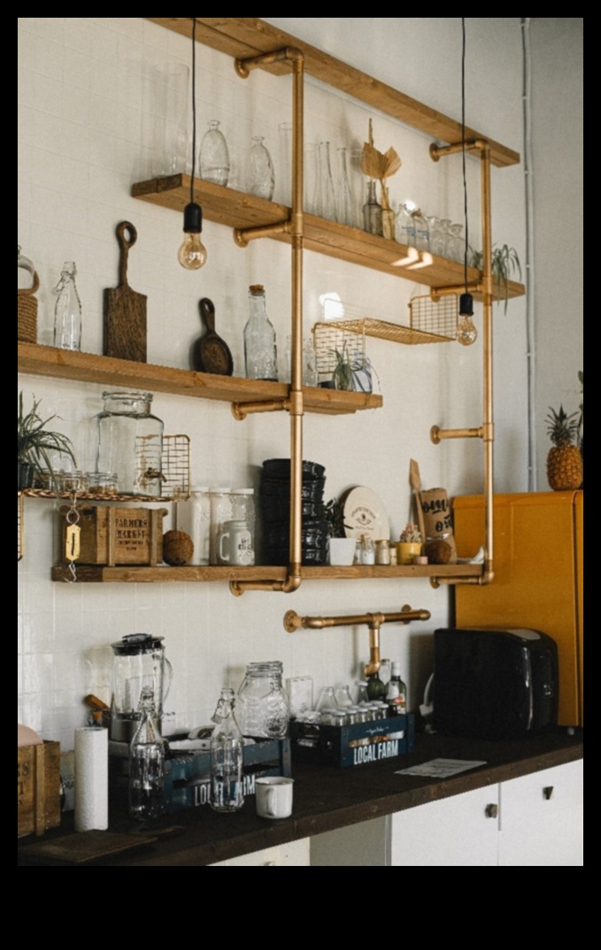 Ιδέες Industrial Chic διακόσμησης κουζίνας με ανοιχτά ράφια
