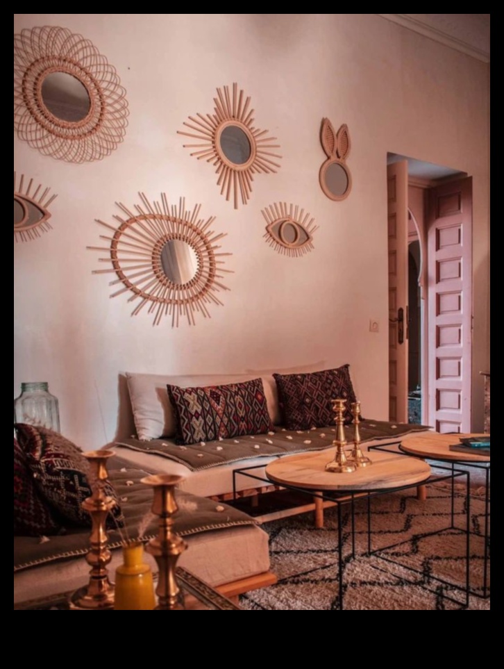 Μαροκινή διακόσμηση σαλονιού με πλούσια υφάσματα